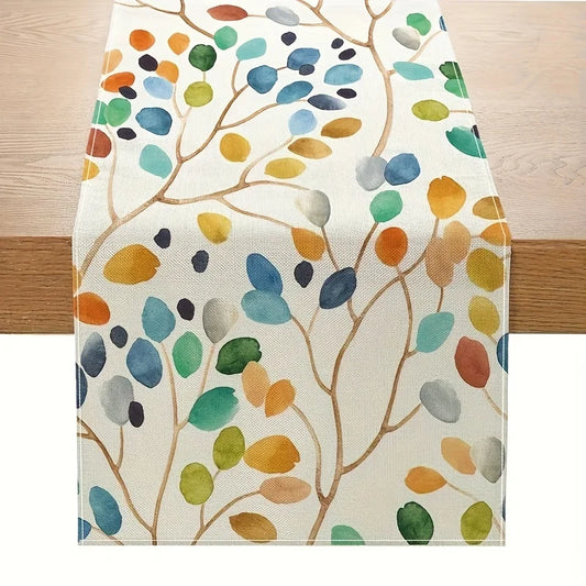 Enhance your decor with this 1pc Autumn Table Runner Farmhouse Style Autumn Linen Table Runner, perfect for outdoor, home, party, and gathering decor.