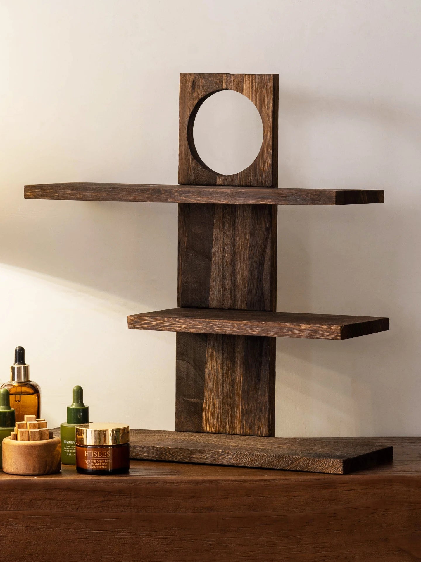 Walnut Desk Cup Storage Organizer