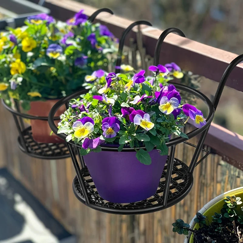 Weatherproof Hanging Pots offer a durable 3-pack of iron planters with detachable hooks for easy balcony display - Get yours now!