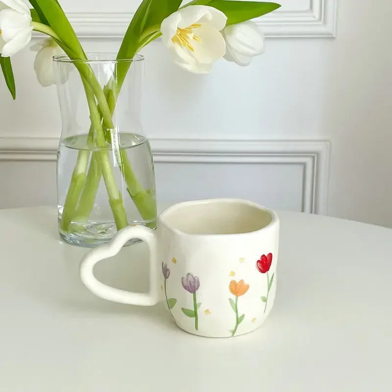 Hand-Painted Floral 350ml Ceramic Coffee mug