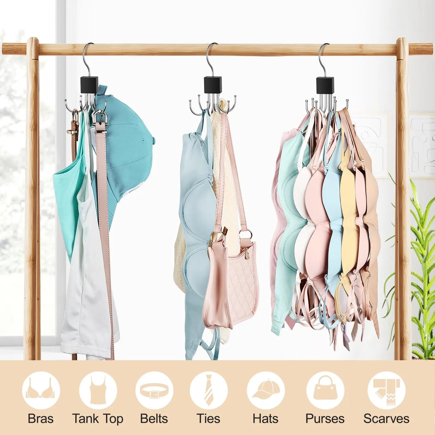Rotating Wooden Metal Belt Hanger