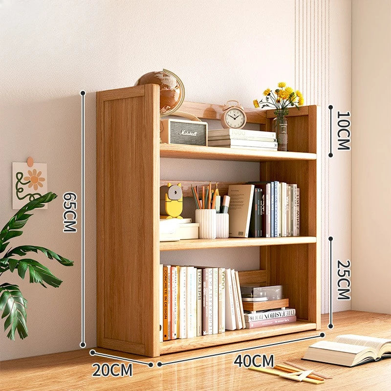 Solid Wood Desktop Bookshelf Storage
