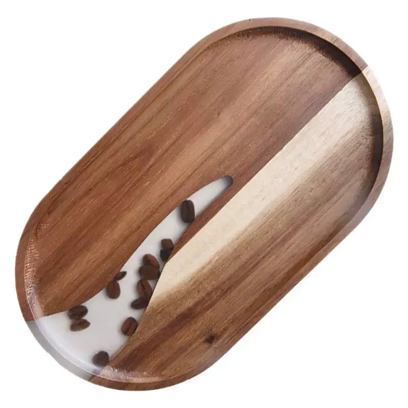 Acacia Wood Resin Artisan Serving Tray