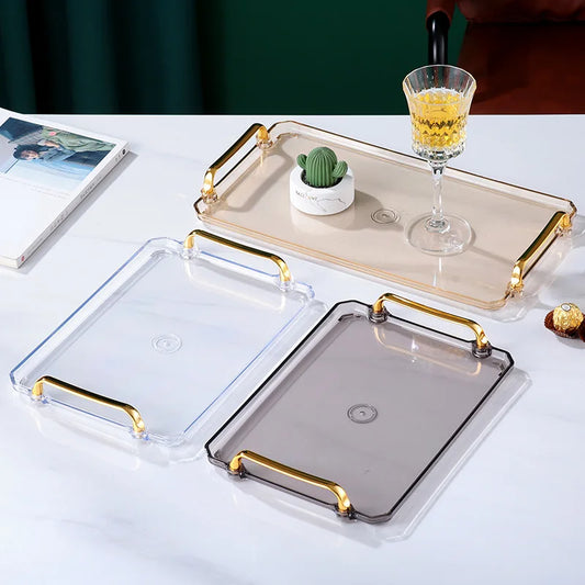 Clear Multifunctional Polypropylene Rectangular Tray offers durable, spill-resistant storage for breakfast, tea, and decor; order now for elegant organization today!