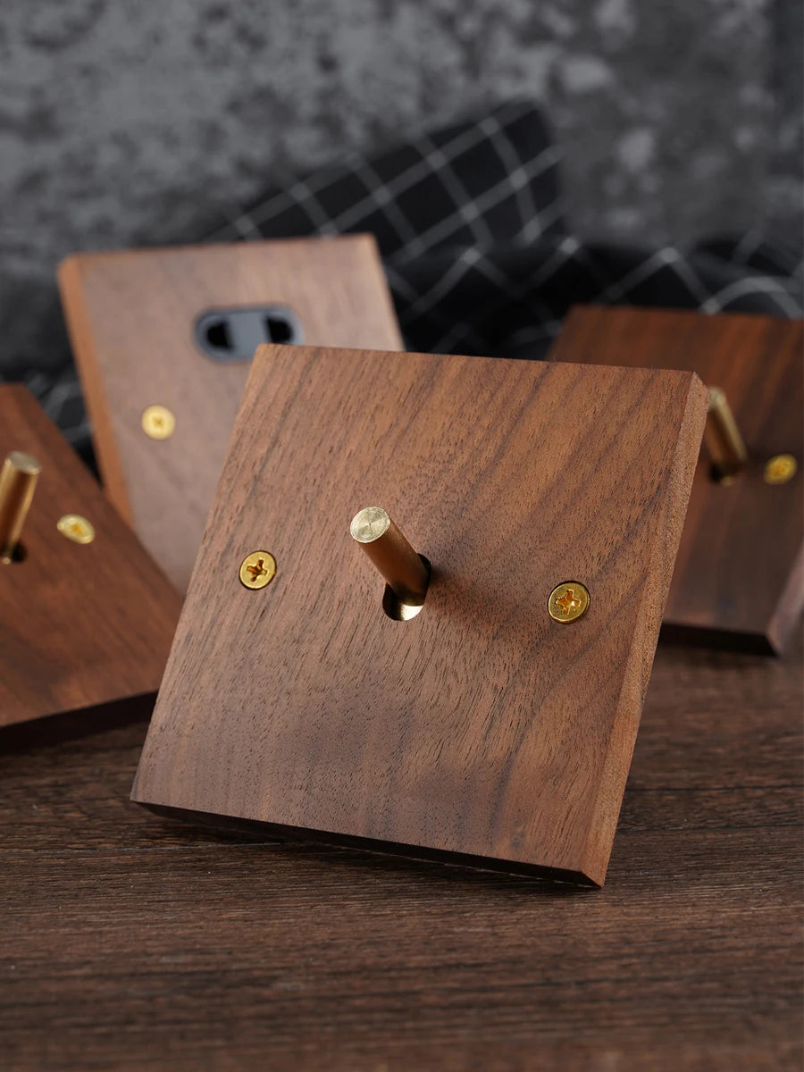 Solid Wood Brass Toggle Light Switch