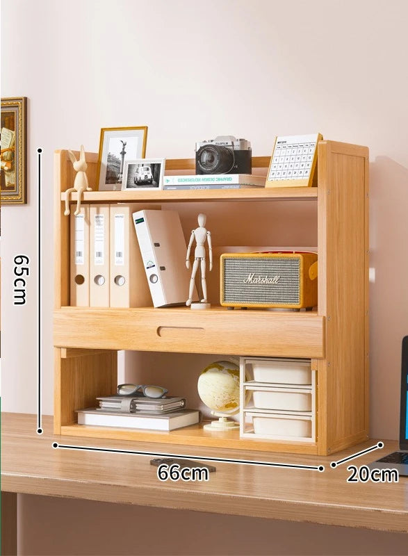 Solid Wood Desktop Bookshelf Storage