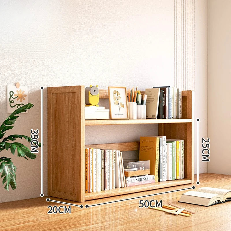 Solid Wood Desktop Bookshelf Storage