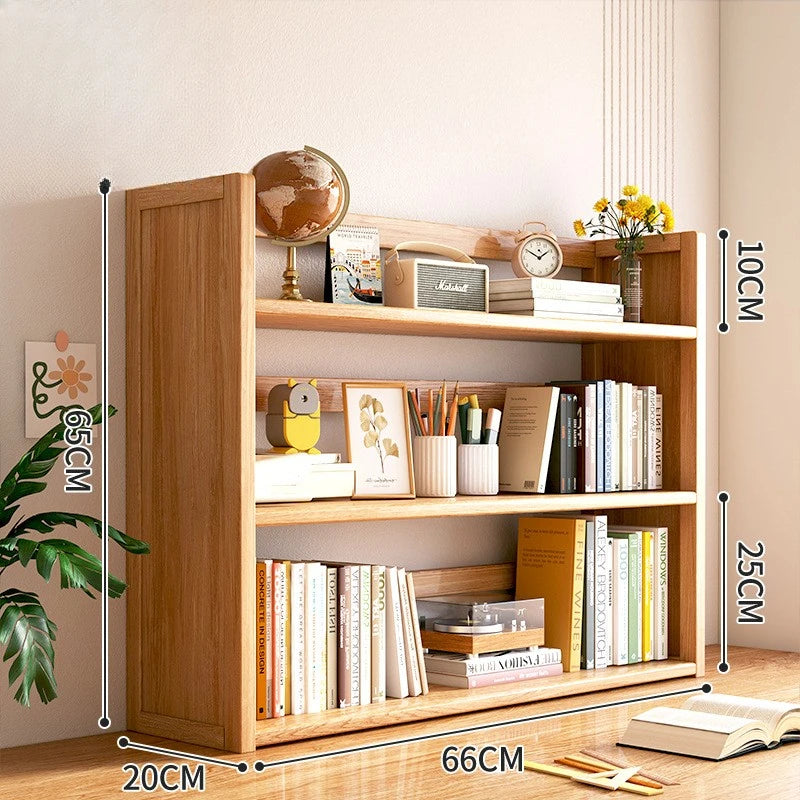 Solid Wood Desktop Bookshelf Storage