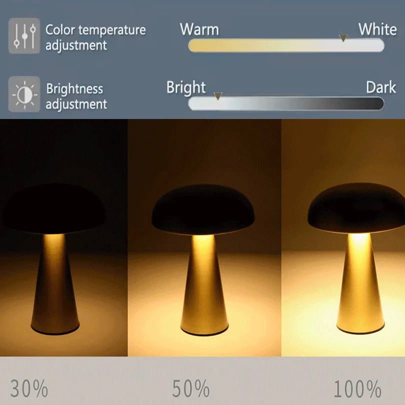Rechargeable Ambient Mushroom Table Lamp