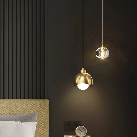 Enhance your space with the Nordic Luxury Crystal LED Chandelier Double Head Long Line Hanging Lamp For Home Decor Restaurant Bar Bedroom Pendant Lights.