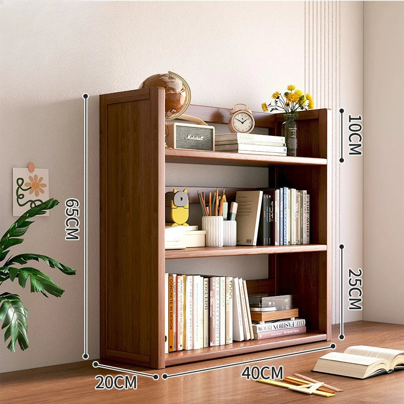 Solid Wood Desktop Bookshelf Storage
