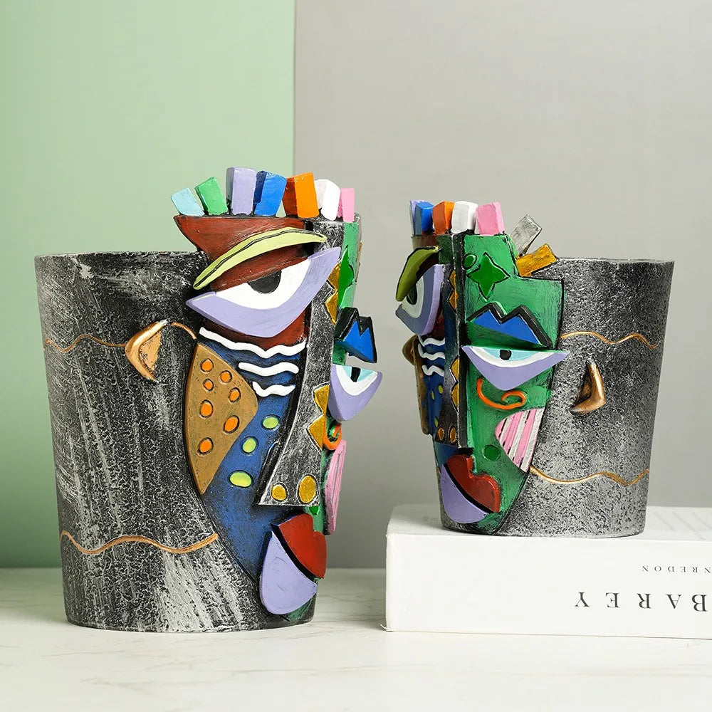 Abstract Face Flower Pot Planter