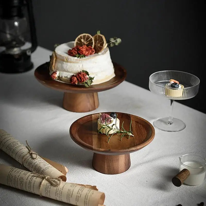 Natural Wooden Cake Tray