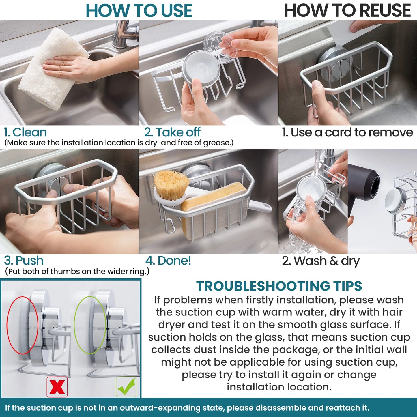 Rustproof Aluminum Suction Sponge Holder