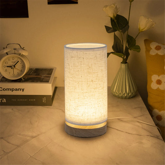 Solid Wood LED Table Lamp delivers warm ambience with 3W LED, grey linen shade, and a 150cm cord for bedrooms and living rooms with solid wood - Shop now!