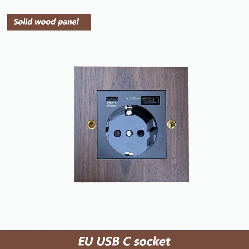 Solid Wood Brass Toggle Light Switch