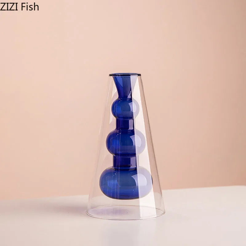 Multicolour Transparent Glass Vase