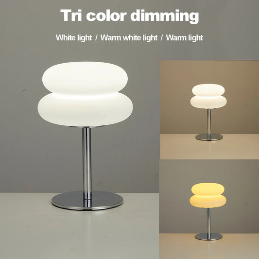 Illuminate your space with the Cream Plastic Table Lamp USB, featuring adjustable brightness and three color options for versatile lighting.