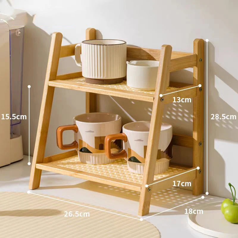 Bamboo Double Layer Organizer Rack