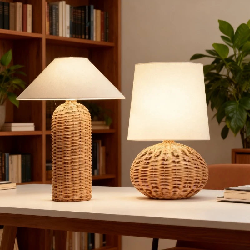 Japanese Rattan Desk Lamp