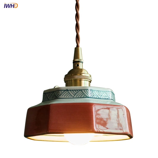 Vintage LED Hand-painted Ceramic Copper Pendant Light offers timeless elegance and energy-efficient 4W LEDs illumination for rooms, up to 15 sqm, shop now!