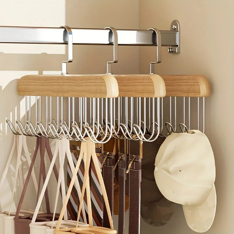 Solid Wooden Sling Hanger storage organizer with multiple hooks delivers space-saving, durable closet organization for underwear, bras, and clothes—Shop now!