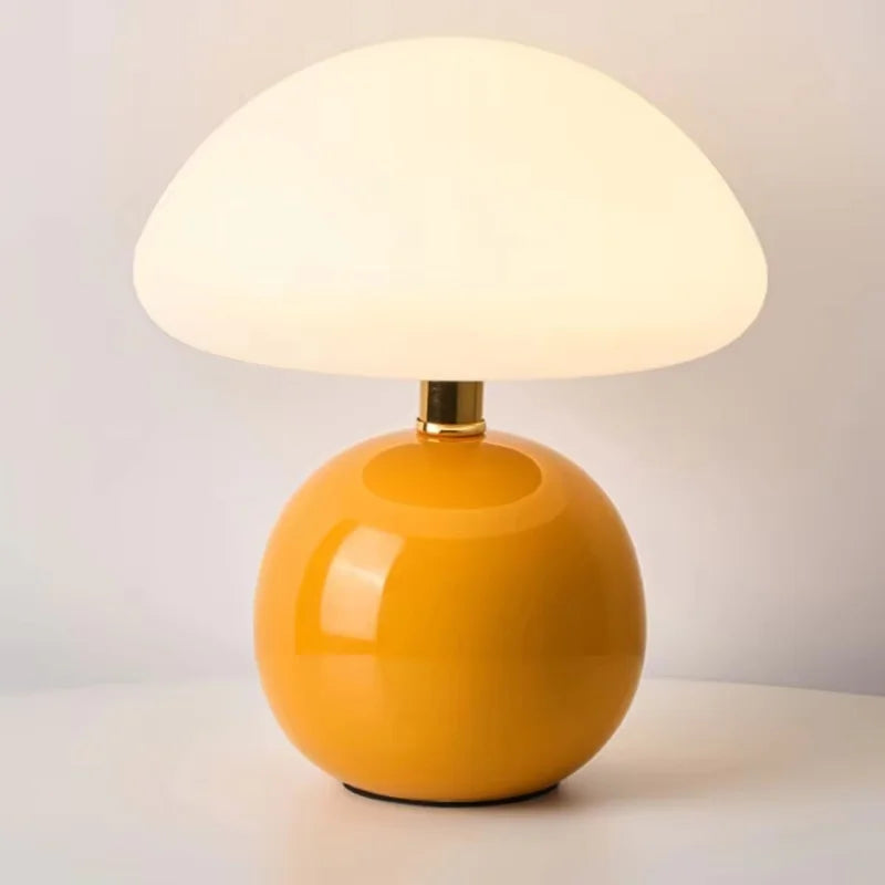 Mushroom Table Lamp Ceramic LED Eye Protection Bedroom