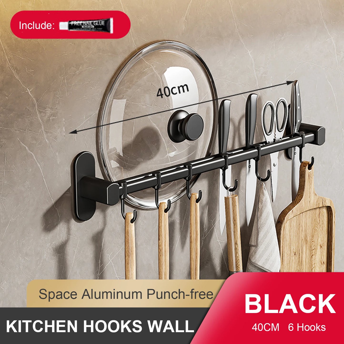 Wall Mounted Kitchen Hook Rack