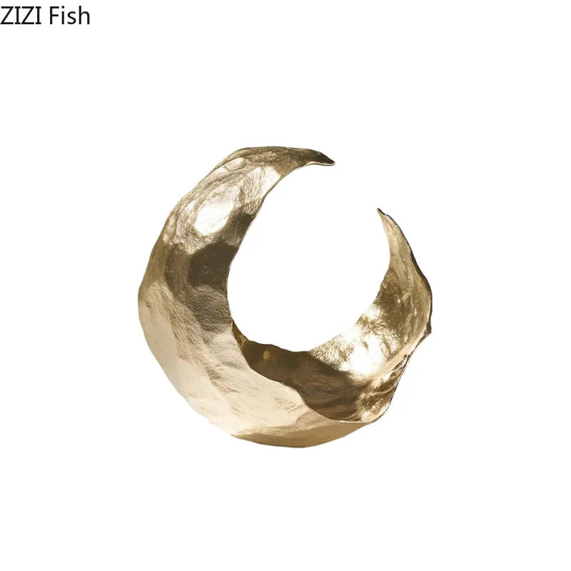 Geometric Gold Resin Moon Plate