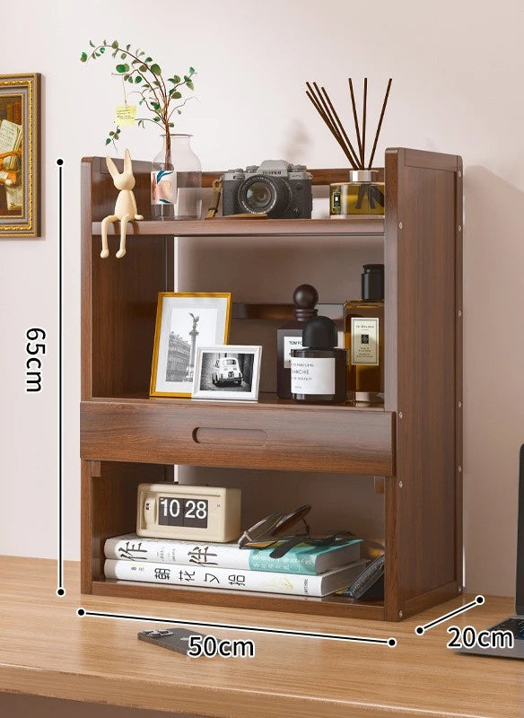 Solid Wood Desktop Bookshelf Storage