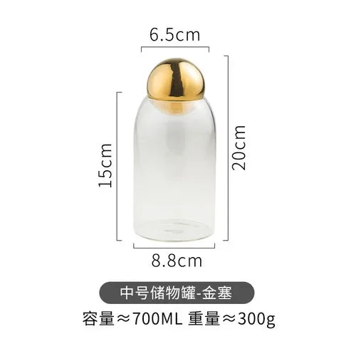 Golden Cork Glass Storage Jar