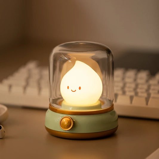 Illuminate your space with the Mini Cute USB Rechargeable Lamp, offering 120 hours of soothing light with a simple tap for easy use.