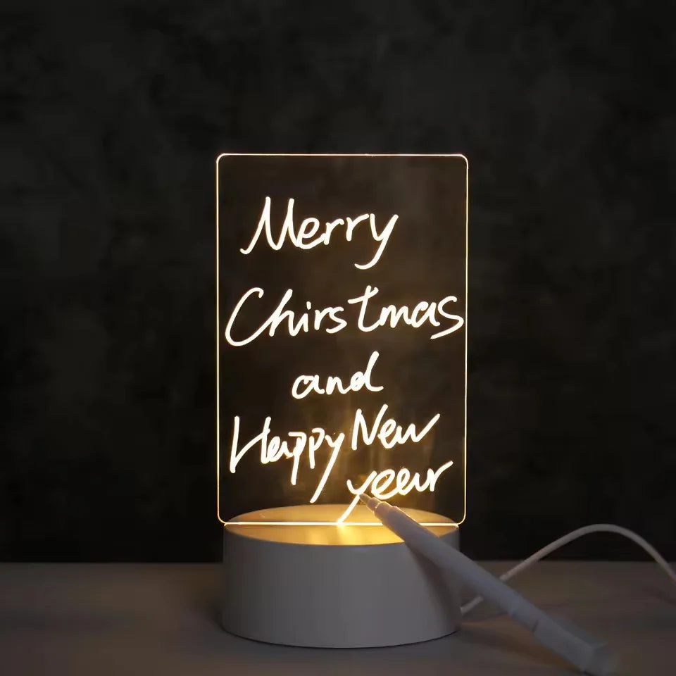 LED Drawing Board Nightlight delivers bright, energy-efficient illumination with a USB message board and pen for easy, erasable creativity—shop now today!!