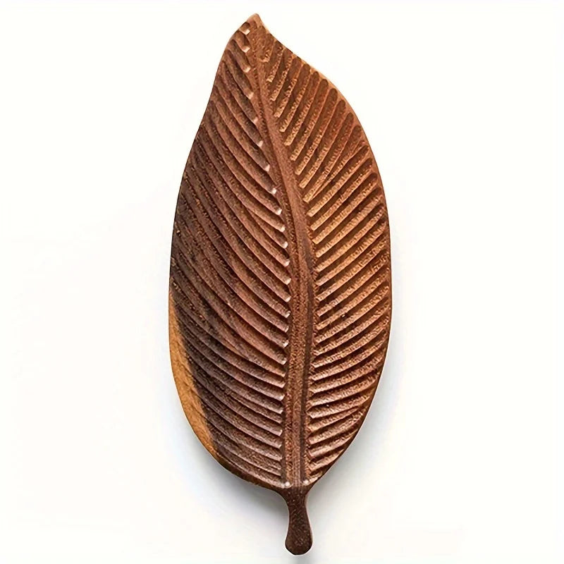 Lacquered Walnut Leaf Tray Display