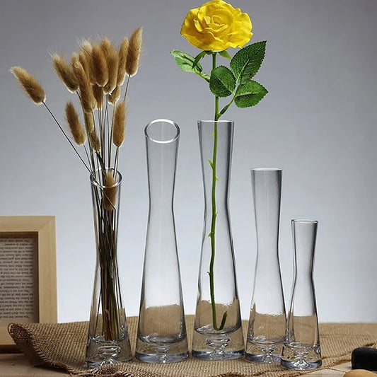 Elevate your home decor with our elegant Transparent Glass Flower Vase, perfect for showcasing single flowers or small bouquets in any setting.