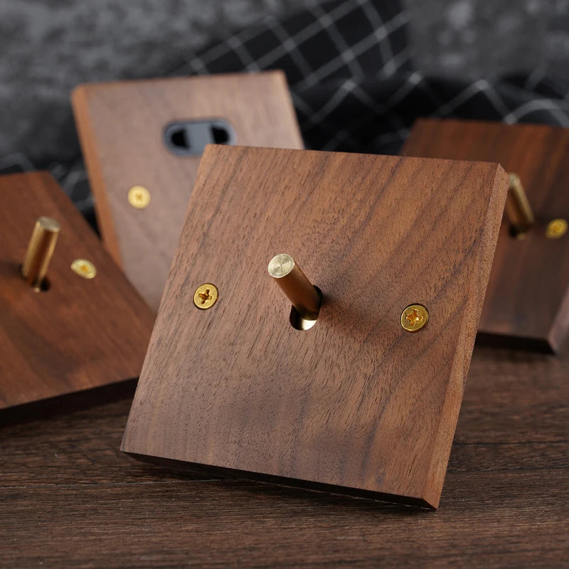 Solid Wood Brass Toggle Light Switch