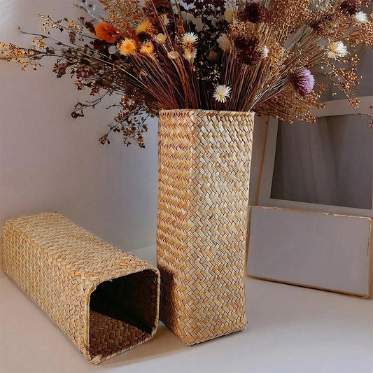 Woven Floral Vase Gypsophila Display | ElegantHomeDecor
