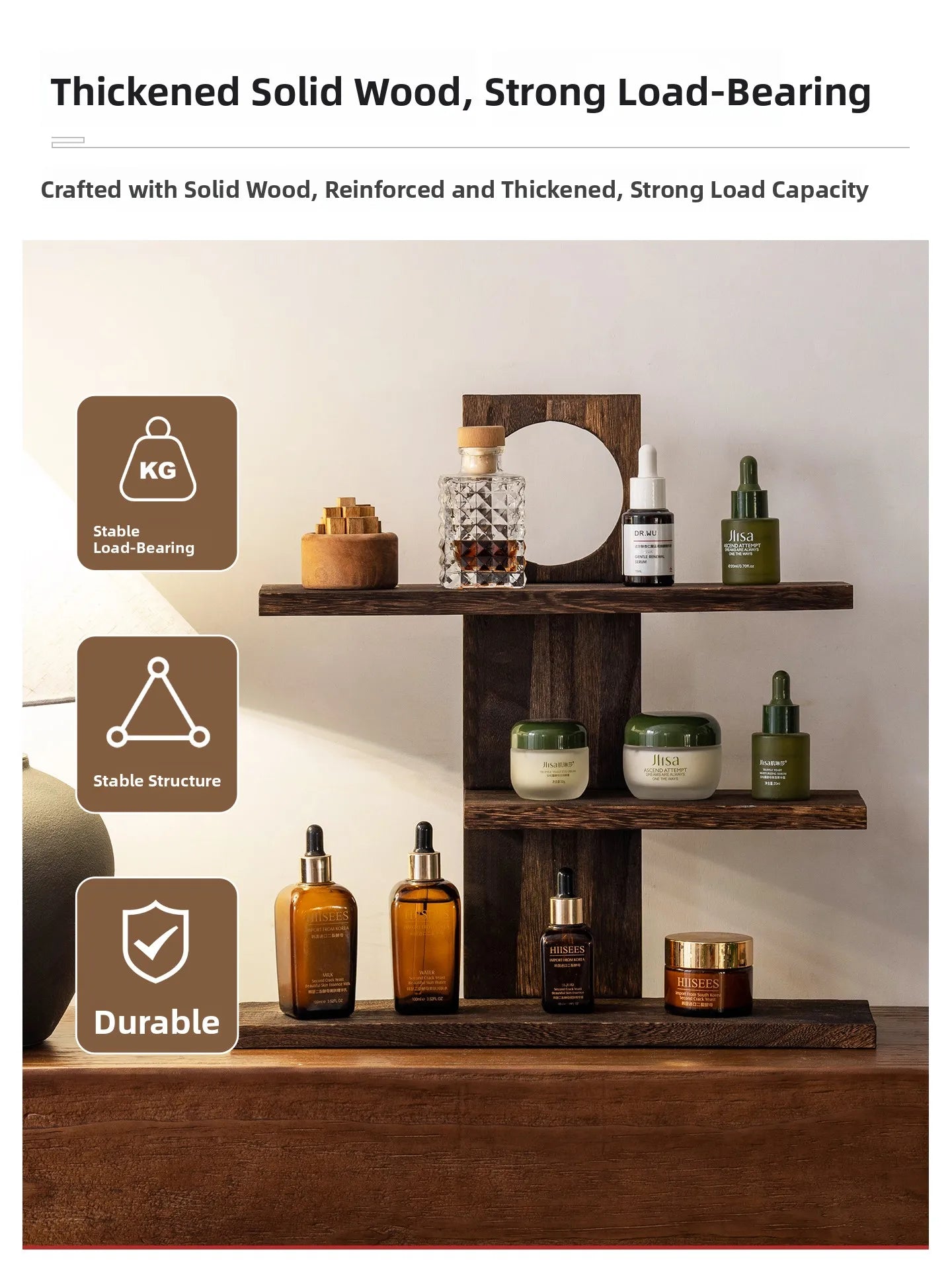 Walnut Desk Cup Storage Organizer