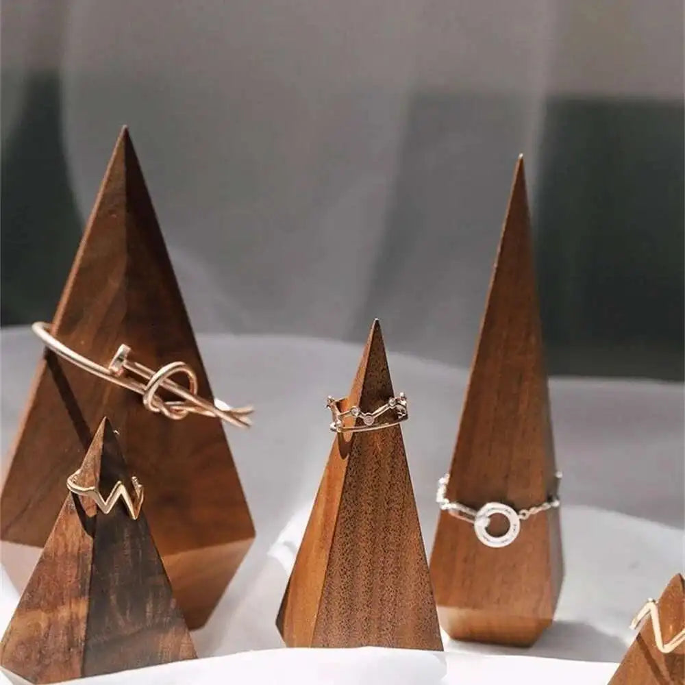Conical Wood Ring Holder Stand