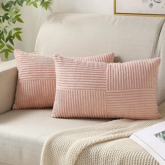 Corduroy Cushion Covers provide luxurious texture and easy care in a 2-pack set, ideal for sofa, bed, chair, or car; upgrade your decor - Shop now at home.