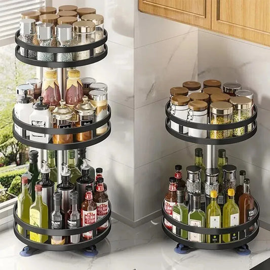 360 Degree Rotating Spice Rack delivers 360° rotation, non-slip tray, and easy spice access—maximize kitchen storage and freshness, shop now today!
