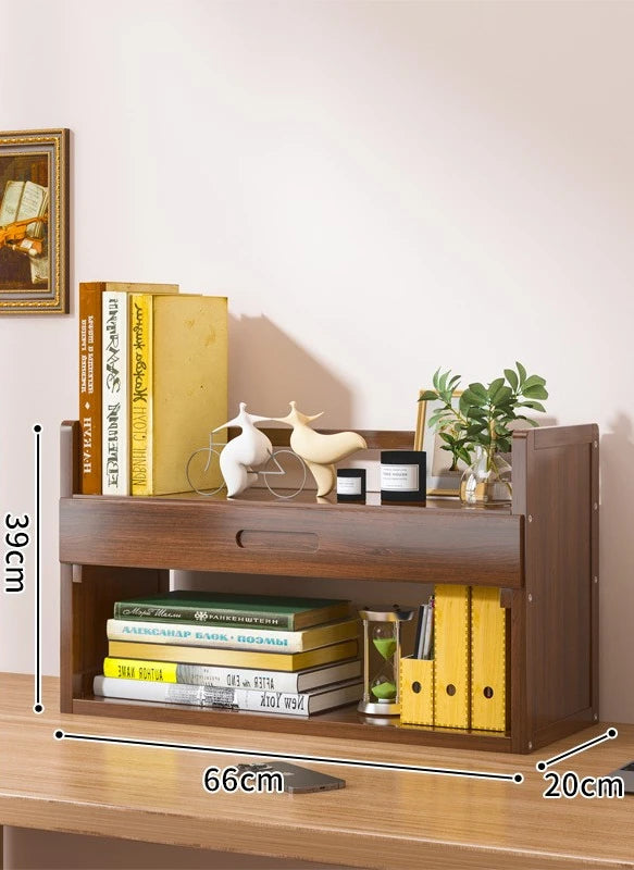 Solid Wood Desktop Bookshelf Storage