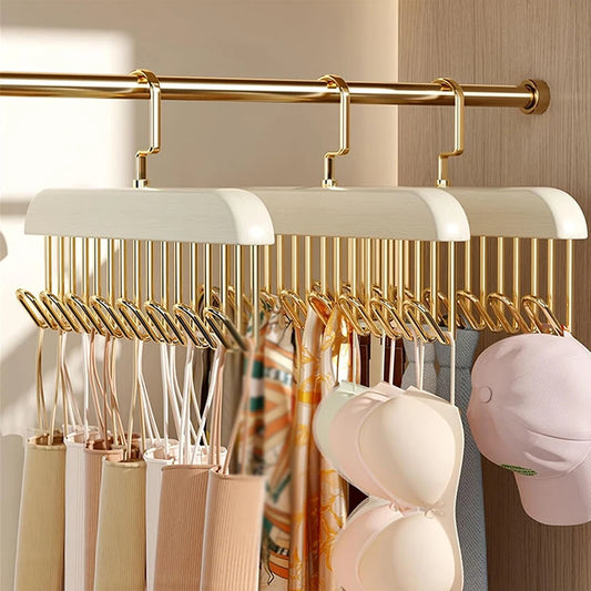 Solid Wood Drying Rack provides sturdy, 8-hook versatility hanging clothes and pants, helping you organize faster shop now!