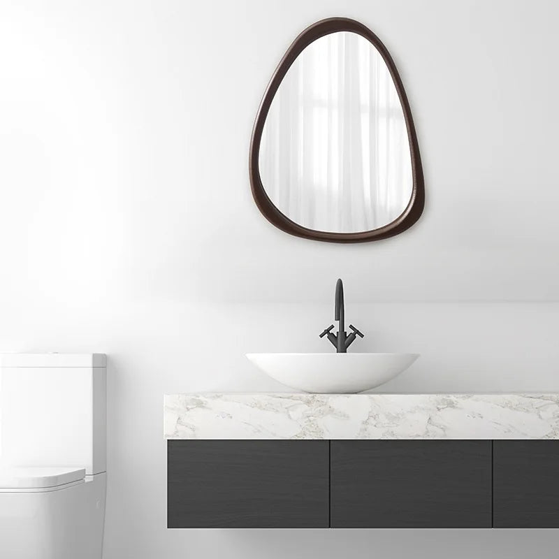 Asymmetrical Wood Wall Mirror