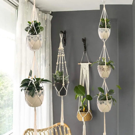 Artificial Hanging Macrame Plant Display elevates chic home decor with elegant artisanal charm and maintenance-free greenery, for instant style - shop now.