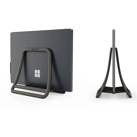 Black tablet with stand on a white background