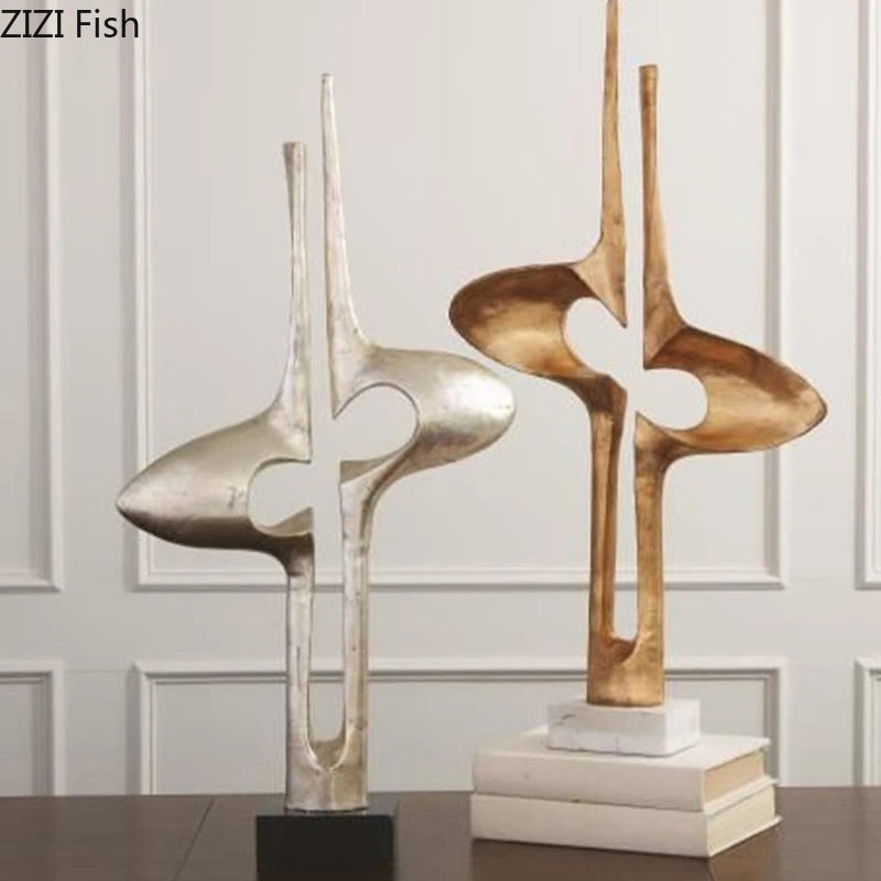 Geometric Gold Resin Moon Plate