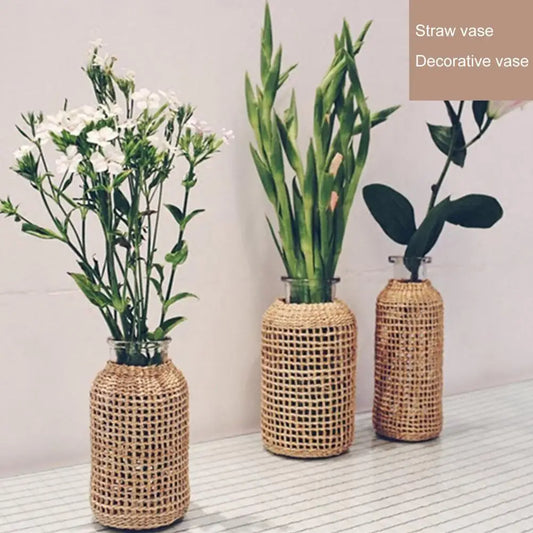 Japanese Style Straw Vase, handcrafted and durable decor for home or events; showcases flowers beautifully with anti-break design in two colors - Shop now.