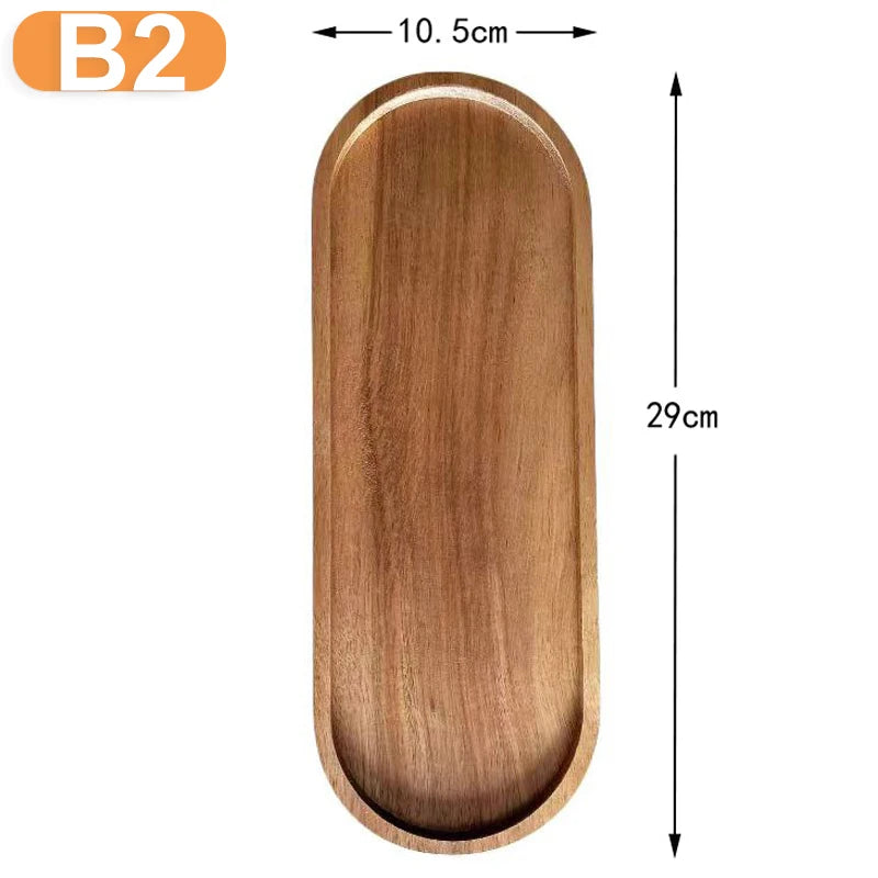 Wooden Round Rectangle Food Tray