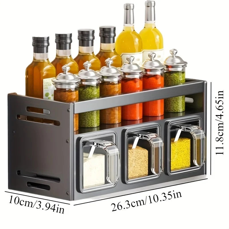 No-Drill Multifunctional Spice Rack
